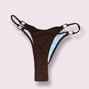 Solid Bikini Bottom with Gold Buckles